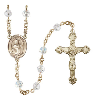 14 Karat Gold 6mm Austrian Crystal Saint Dismas Rosary in Crystal