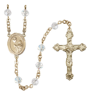 14 Karat Gold 6mm Austrian Crystal Saint Margaret Mary Alacoque Rosary in Crystal