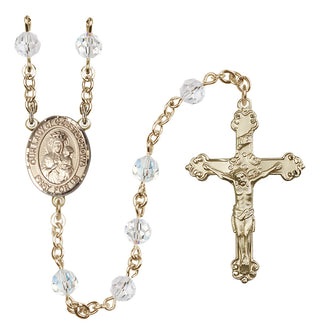 14 Karat Gold 6mm Austrian Crystal Our Lady of Czestochowa Rosary in Crystal