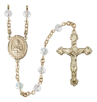 14 Karat Gold 6mm Austrian Crystal Saint Fidelis Rosary in Crystal