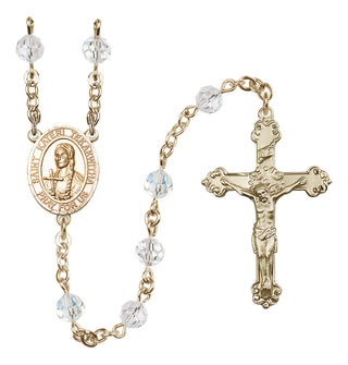 14 Karat Gold 6mm Austrian Crystal Saint Kateri Tekakwitha Rosary in Crystal