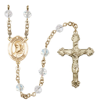 14 Karat Gold 6mm Austrian Crystal Pope Pius V Rosary in Crystal