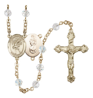 14 Karat Gold 6mm Austrian Crystal Saint Christopher/Dance Rosary in Crystal