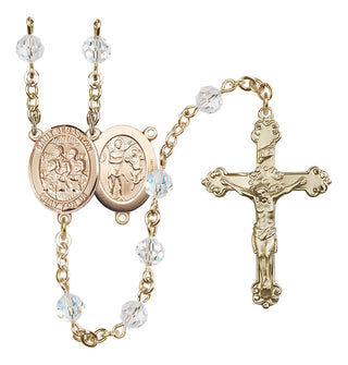 14 Karat Gold 6mm Austrian Crystal Saint Sebastian / Choir Rosary in Crystal