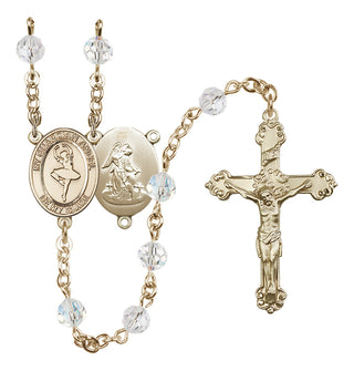 14 Karat Gold 6mm Austrian Crystal Guardian Angel/Dance Rosary in Crystal