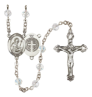 Sterling Silver 6mm Austrian Crystal Saint Benedict Rosary in Crystal