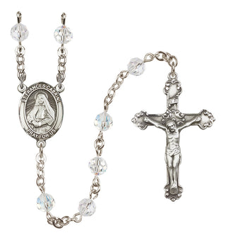 Sterling Silver 6mm Austrian Crystal Saint Frances Cabrini Rosary in Crystal