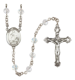 Sterling Silver 6mm Austrian Crystal Saint Charles Borromeo Rosary in Crystal