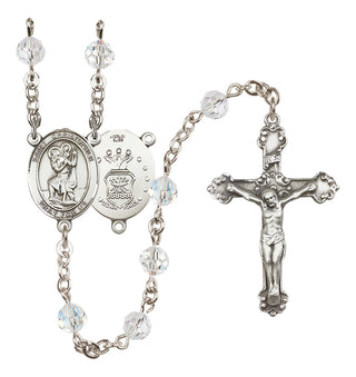 Sterling Silver 6mm Saint Christopher / Air Force Rosary