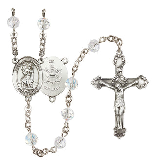 Sterling Silver 6mm Saint Christopher / Army Rosary