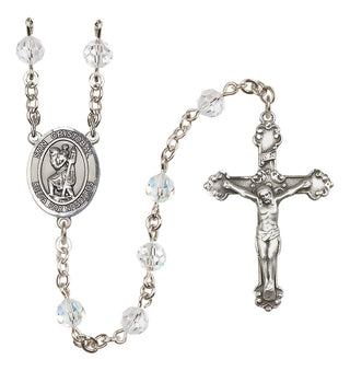 Sterling Silver 6mm San Cristobal  Engraved Catholic Rosaries