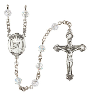 Sterling Silver 6mm Austrian Crystal Saint Edward the Confessor Rosary in Crystal