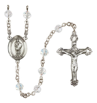 Sterling Silver 6mm Austrian Crystal Saint Florian Rosary in Crystal
