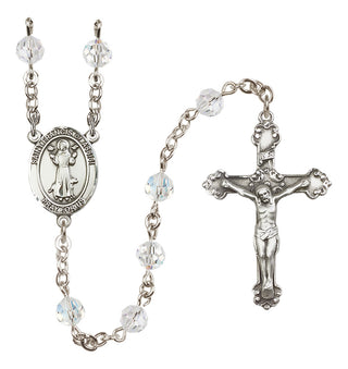 Sterling Silver 6mm Austrian Crystal Saint Francis of Assisi Rosary in Crystal