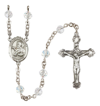 Sterling Silver 6mm Austrian Crystal Saint Francis Xavier Rosary in Crystal