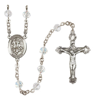 Sterling Silver 6mm Saint George  Engraved Catholic Rosaries