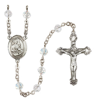 Sterling Silver 6mm Austrian Crystal Saint Gerard Majella Rosary in Crystal
