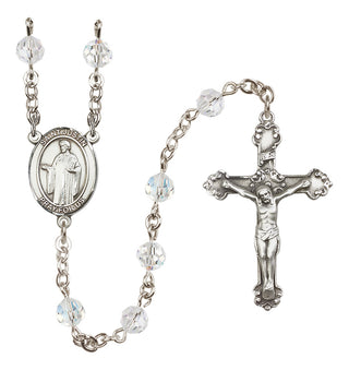 Sterling Silver 6mm Austrian Crystal Saint Justin Rosary in Crystal