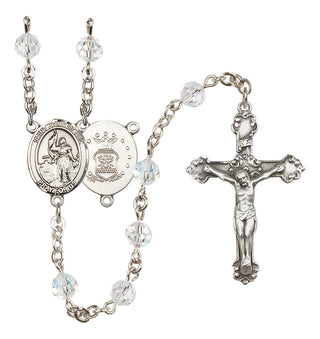 Sterling Silver 6mm Austrian Crystal Saint Joan of Arc / Air Force Rosary in Crystal
