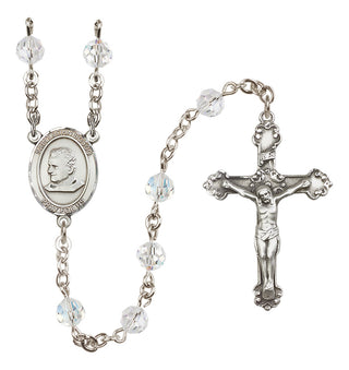 Sterling Silver 6mm Austrian Crystal Saint John Bosco Rosary in Crystal