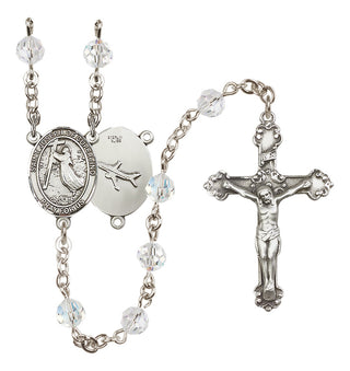 Sterling Silver 6mm Austrian Crystal Saint Joseph of Cupertino Rosary in Crystal