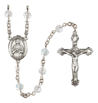 Sterling Silver 6mm Austrian Crystal Saint Kateri Tekakwitha Rosary in Crystal