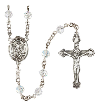 Sterling Silver 6mm Austrian Crystal Saint Lazarus Rosary in Crystal