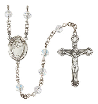 Sterling Silver 6mm Austrian Crystal Saint Maria Faustina Rosary in Crystal