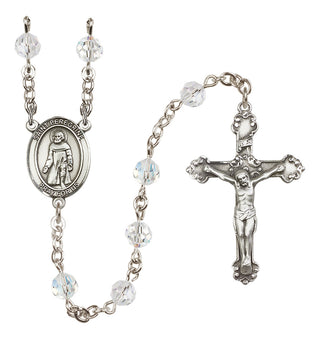 Sterling Silver 6mm Austrian Crystal Saint Peregrine Laziosi Rosary in Crystal