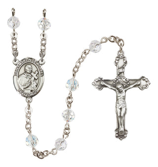 Sterling Silver 6mm Austrian Crystal Saint Martin de Porres Rosary in Crystal