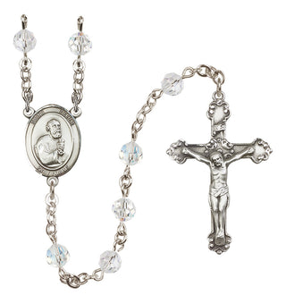 Sterling Silver 6mm Austrian Crystal Saint Peter the Apostle Rosary in Crystal