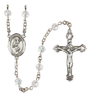 Sterling Silver 6mm Austrian Crystal Saint Scholastica Rosary in Crystal