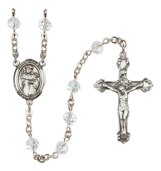 Sterling Silver 6mm Austrian Crystal Saint Casimir of Poland Rosary in Crystal