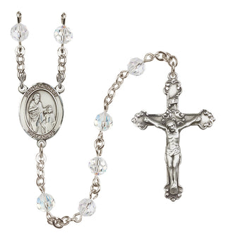 Sterling Silver 6mm Austrian Crystal Saint Zachary Rosary in Crystal