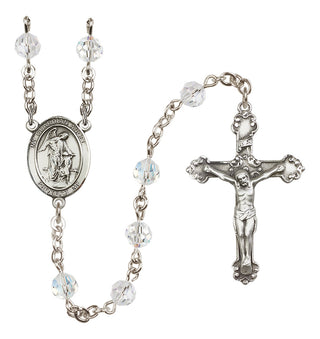 Sterling Silver 6mm Austrian Crystal Guardian Angel with Child Rosary in Crystal
