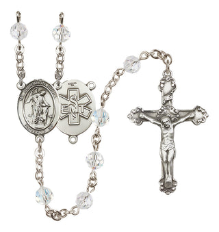 Sterling Silver 6mm Austrian Crystal Guardian Angel / EMT Rosary in Crystal