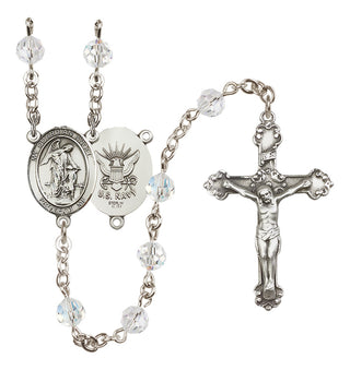 Sterling Silver 6mm Austrian Crystal Guardian Angel / Navy Rosary in Crystal