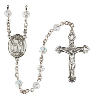 Sterling Silver 6mm Austrian Crystal Saint Valentine of Rome Rosary in Crystal