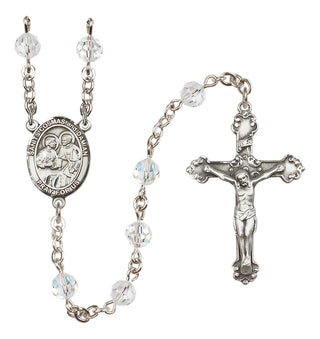 Sterling Silver 6mm Austrian Crystal Saints Cosmas & Damian Rosary in Crystal