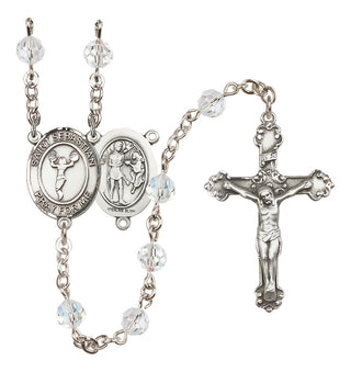 Sterling Silver 6mm Austrian Crystal Saint Sebastian/Cheerleading Rosary in Crystal