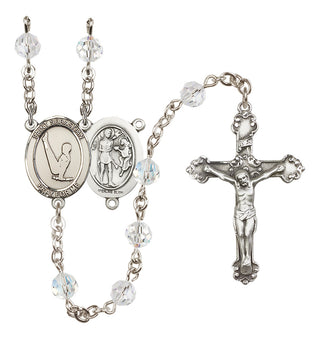 Sterling Silver 6mm Austrian Crystal Saint Sebastian/Gymnastics Rosary in Crystal