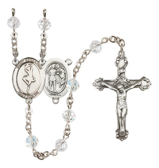 Sterling Silver 6mm Austrian Crystal Saint Sebastian/Dance Rosary in Crystal