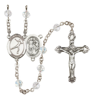 Sterling Silver 6mm Austrian Crystal Saint Sebastian/Figure Skating Rosary in Crystal