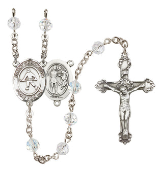 Sterling Silver 6mm Austrian Crystal Saint Sebastian/Field Hockey Rosary in Crystal