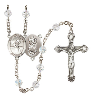 Sterling Silver 6mm Saint Christopher/Water Polo Men Rosary
