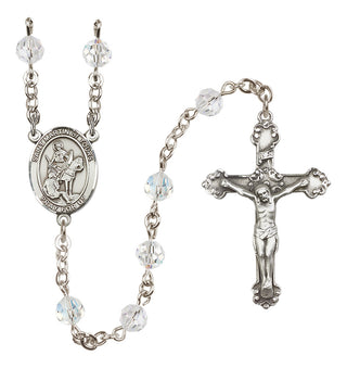 Sterling Silver 6mm Austrian Crystal Saint Martin of Tours Rosary in Crystal