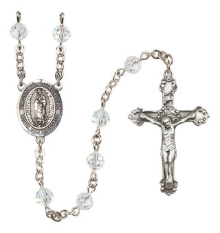Sterling Silver 6mm Austrian Crystal Virgen de Guadalupe Rosary in Crystal