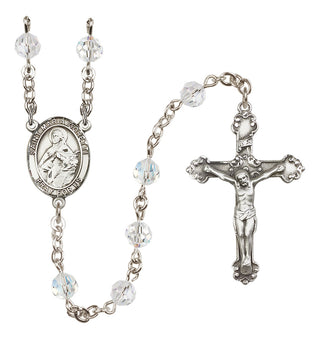 Sterling Silver 6mm Austrian Crystal Saint Maria Goretti Rosary in Crystal