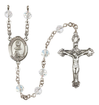Sterling Silver 6mm Austrian Crystal Saint Anastasia Rosary in Crystal