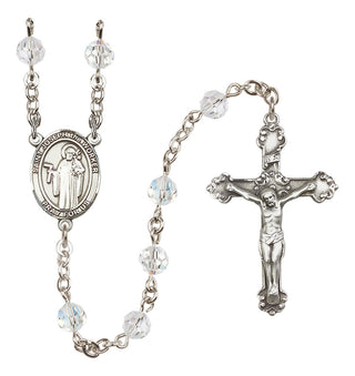 Sterling Silver 6mm Austrian Crystal Saint Joseph the Worker Rosary in Crystal